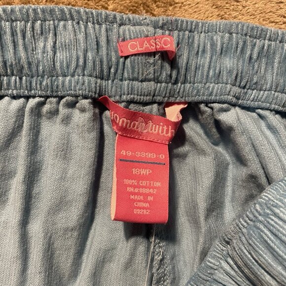 NWT Woman Within Pants Womens 18WP Classic Corduroy Light Blue Pull On Stretch - Picture 2 of 8